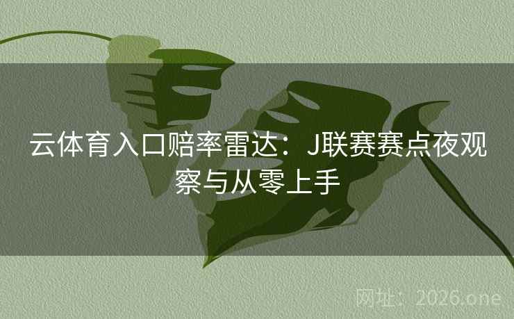 云体育入口赔率雷达：J联赛赛点夜观察与从零上手